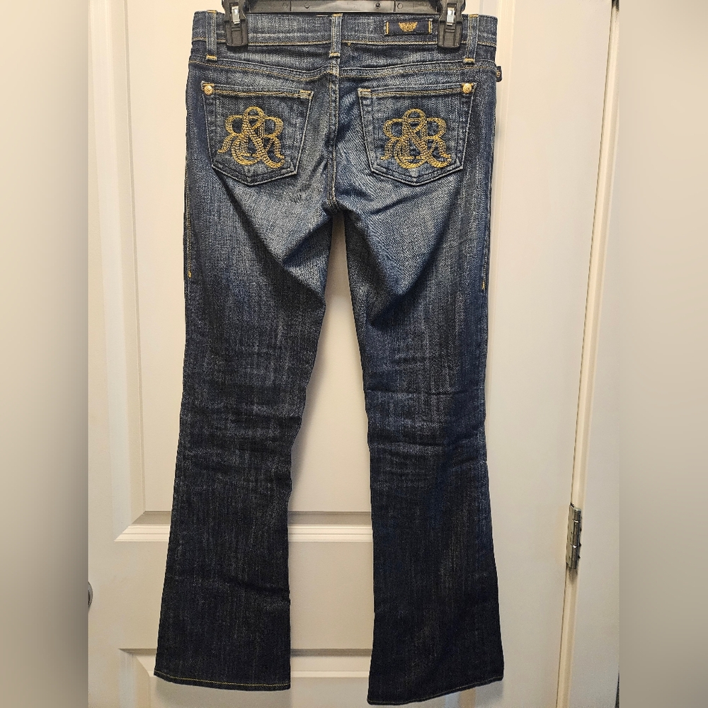 Rock & Republic Blue Jeans with Gold Detailing